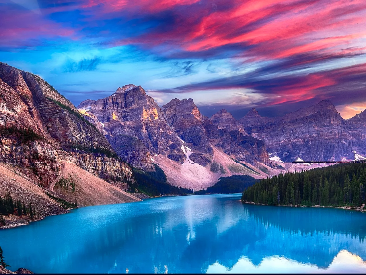 Scenic views of Moraine Lake and Lake Louise surrounded by the Canadian Rockies during a private tour