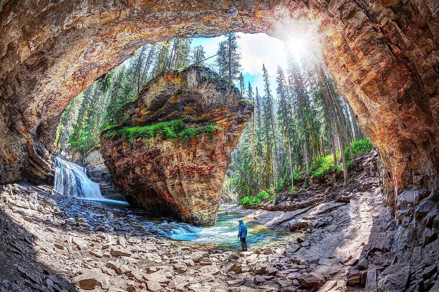 Scenic Canadian Rockies landscapes featuring Moraine Lake, Lake Louise and Johnston Canyon